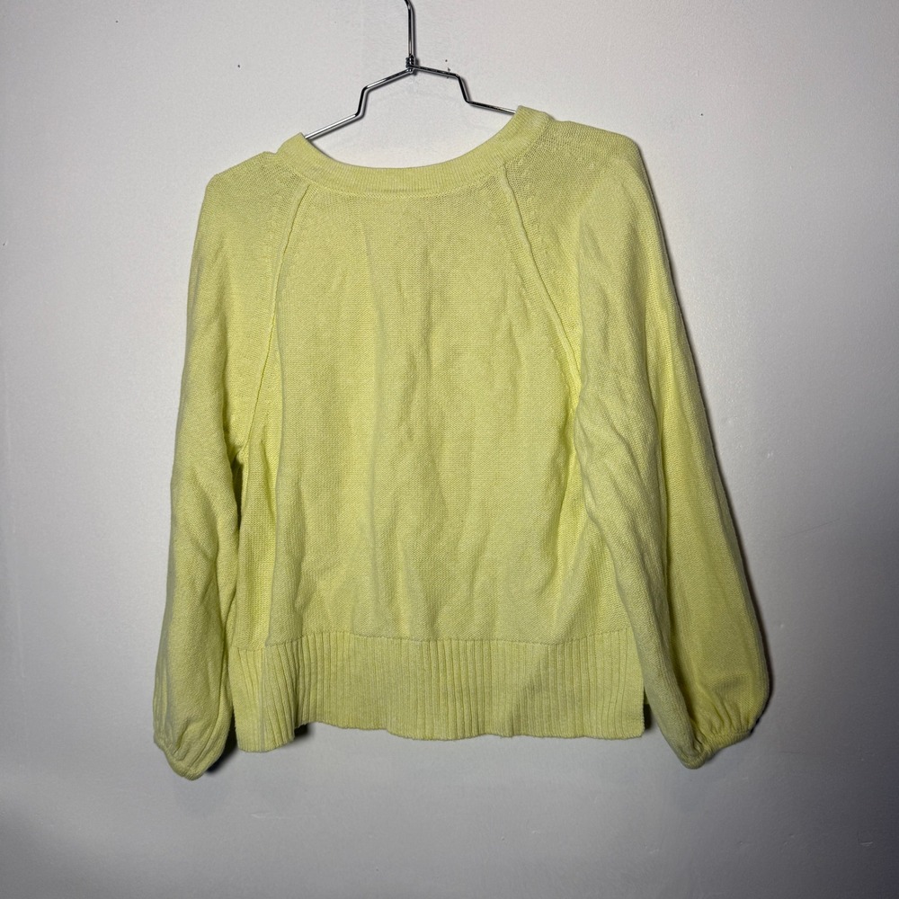 Anthropologie Yellow Cotton Back Tie Raglan Knit Sweater XS 100% Cotton‎